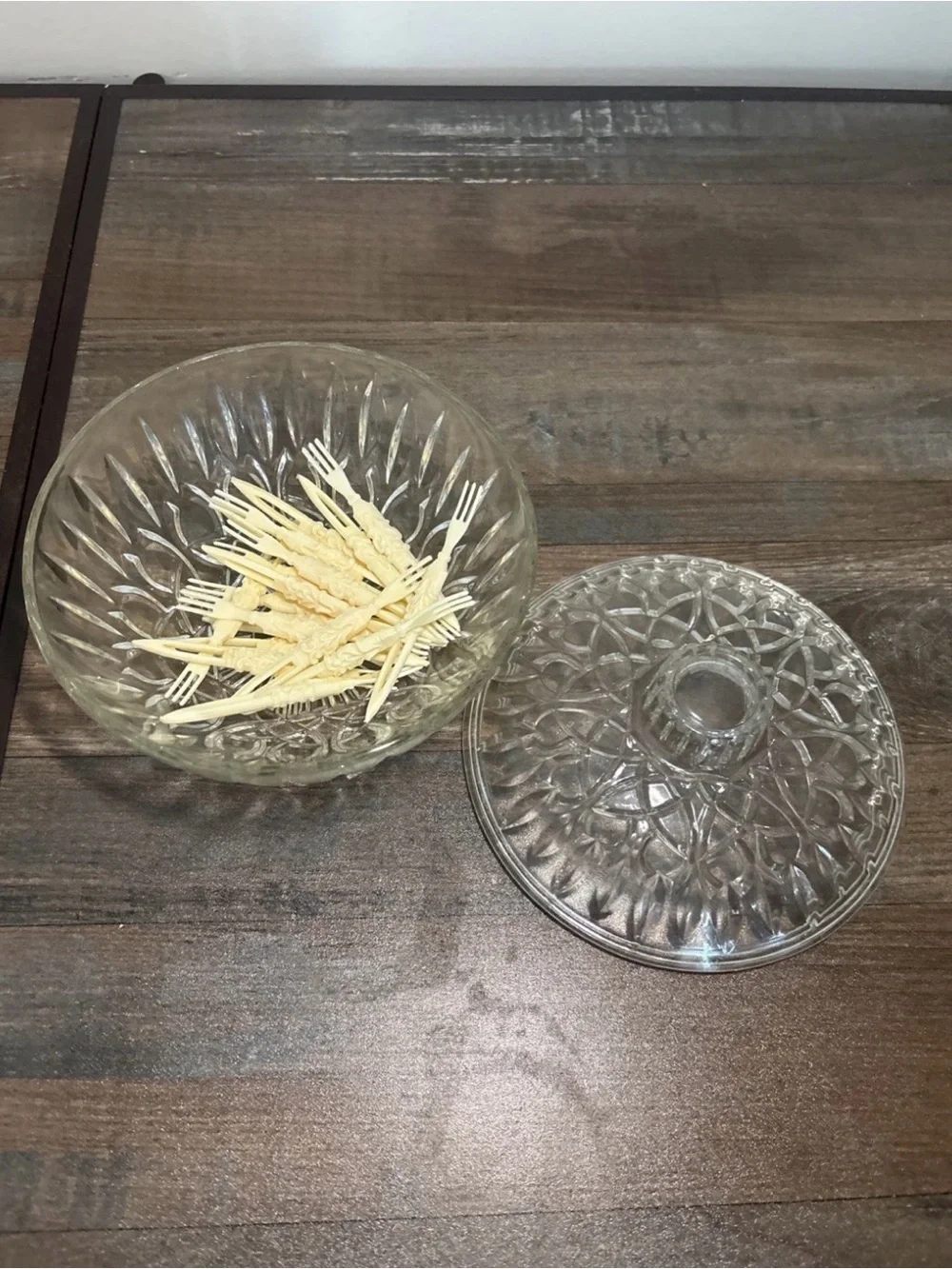 Clear Pressed Glass Covered Candy Dish with Lid